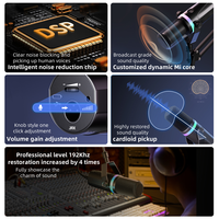 Microphone dynamique USB-C XLR FS-338 avec support de bureau 192kHz/24bit, lumière RGB, bouton de sourdine, prise casque
