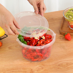 Crayfish Takeout <b>Box</b> <b>Large</b> Capacity Round Food Grade <b>Plastic</b> Container With Clip On Lid For Party Storage - Product Image 3