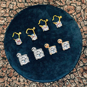 925 Sterling <b>Silver</b> 0.5-2 Carat 6 Claw <b>Stud</b> Earrings 2 Moissanite Fashion Casual High-End Design Ladies - Product Image 3