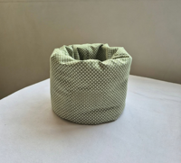 Panier de rangement rond en tissu coton gingham, plissé, pour cosmétiques de bureau, seau de rangement pliable en tissu pour articles divers et maquillage