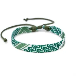 New Design Handmade Traditional Hijab Geometric Polka Dot Color Matching Webbing Bracelet Arabiac Scarf Style Braided Bracelet