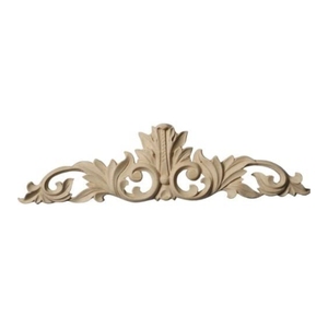 Apliques de Madera Tallados Decorativos, Esquinas Grabadas sin Pintar, con Centro de Hoja Verde Grande y Volutas, Forma de Flor - Product Image 5
