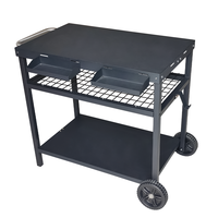 Carrito de Servicio Móvil para Exteriores, Carrito de Acero al Carbono para Asar, Carrito Industrial para Camping con 2 Ruedas y Capacidad de Carga de 320 Libras