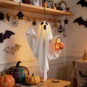 2026 New Halloween Hanging Ghost Lantern with LED <b>Lights</b>, Suitable for Patios <b>Trees</b>,Porchboards, Pumpkin Lanterns and Candy Jars - Product Image 6