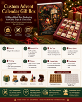 Caja de Regalo con Logotipo Personalizado, Calendario de Adviento Navideño de Lujo, Materiales Reciclados Biodegradables, Papel Rígido, Embalaje Sorpresa de 24 Días