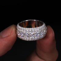 Bague de haute couture en moissanite VVS sertie de pierres, en argent sterling 925 plaqué or 18 carats pour hommes, bijoux de luxe hip-hop