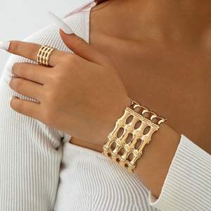 Juego de Anillos y Brazaletes Abiertos de Acero Inoxidable con Diseño Geométrico, Estilo Punk Vintage, Joyería de Moda Unisex para Compromiso - Product Image 5