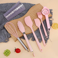 Ensemble de spatules de cuisson en silicone 7 pièces avec tasse à mesurer séparateur d'oeufs en plastique et fouet pinces de cuisine ustensiles de cuisine