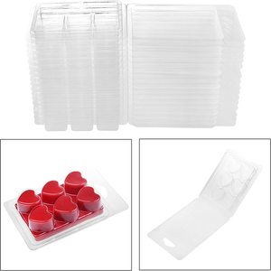 Récipients de fusion de cire-moules de fusion de cire en plastique vides transparents à 6 cavités-100 paquets de coquilles en forme de cœur pour faire des tartes - Product Image 5