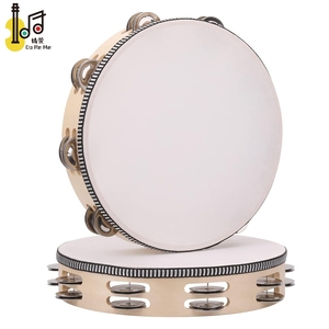10 pollici doppia fila di legno materiale tamburello educativo musicale percussionale a mano tamburello per la chiesa e KTV adulti giocattoli - Product Image 1