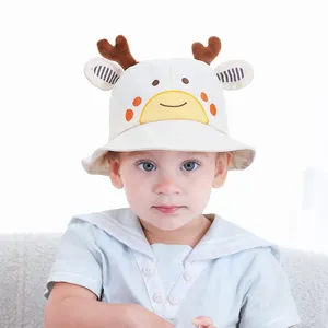 Baby Sun Hat Caps Toddler Kids Bucket Hat UV Protection Cotton Cute Baby Bucket Hat For Baby Girl Deer