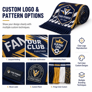 Bufanda Promocional de Dos Tonos con Franjas y Logotipo Personalizado, Tejida en Acrílico, para Eventos y Regalos, Bufanda de Invierno para Aficionados - Product Image 4