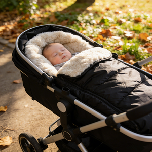 Couverture de poussette pour bébé 100% peau de mouton naturelle, imperméable, coupe-vent, doublure chaude en peau d'agneau, sac de couchage pour nourrisson et tout-petit, pour l'extérieur - Product Image 3