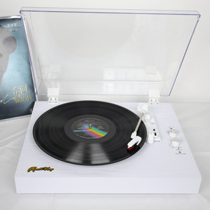 Tourne-disque vintage BT avec haut-parleurs stéréo intégrés, arrêt automatique, sortie RCA, plateau pleine grandeur - Product Image 4