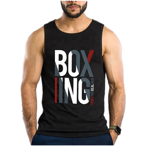 Men's Comfortable Puff Printed Spandex/Cotton Sports Vest Quick-Drying Solid Color Casual Fitness Breathable Tank Tops - Product Image 5