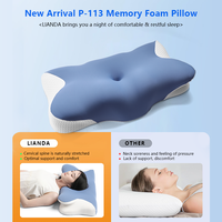 Bleu Blanc Ergonomique Ventre Dossier Oreiller Mousse À Mémoire Dormir Oreiller Cervical Cou Épaule Soulagement De La Douleur