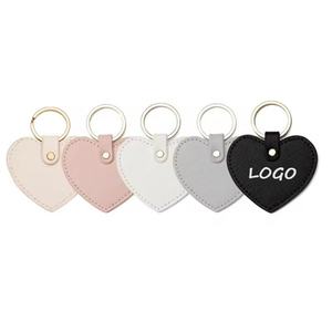PU Round Leather Heart Bag Charm Pendant Cute Peach Car Keychain Heart <b>Keyring</b> Bulk Leather Keychains - Product Image 2