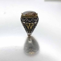 Yémen Aqeeq chevalière 925 argent Sterling turc hommes à la mode bague accessoires cadeau pour homme traditionnel ethnique hommes bague