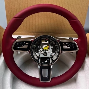 Volante Volant de cuero negro sin botón para <span class=keywords><strong>Porsche</strong></span> 911 992 Cayenne 958 987 <span class=keywords><strong>Boxster</strong></span> <span class=keywords><strong>986</strong></span> Panamera 970 Taycan Macan - Product Image 1