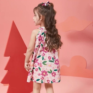 Vestido sin mangas para niñas Vestido de princesa de verano para bebés Vestido sin tirantes floral de moda para niños - Product Image 5