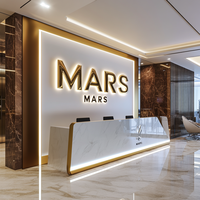 Enseigne commerciale personnalisée avec lettres lumineuses Grande enseigne en lettres 3D Enseigne en métal en acier inoxydable doré rétroéclairée pour salon d'affaires en intérieur