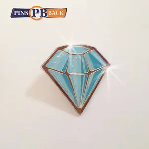 Esmalte duro diamante forma pin, plateado pin de solapa