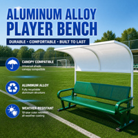 Banc de sport extérieur durable en alliage d'aluminium, siège de stade, banc public, chaise de repos pour terrain de football, padel, tennis avec accoudoirs et auvent