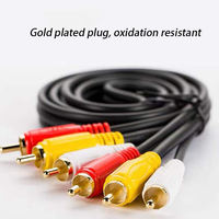 Câble audio stéréo RCA 3-à-3 mâle-mâle personnalisé en usine, vente chaude, compatible voiture, paire torsadée dorée non blindée, diamètre extérieur 5 mm