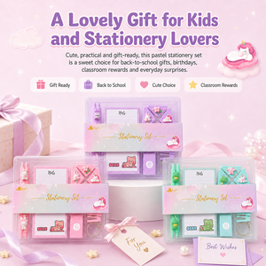 Set Personalizzabile con Mini Quaderno a Tema Cartone Animato da 50 Pagine, Penna Gel e Cucitrice, Regalo di <span class=keywords><strong>Cancelleria</strong></span> Scolastica per Ragazze - Product Image 6