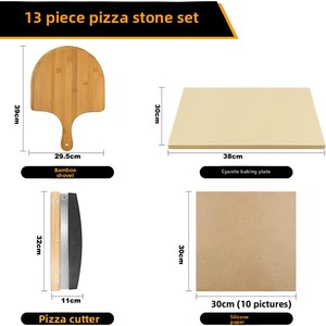 Tabla para Hornear <span class=keywords><strong>Pizza</strong></span> Cuadrada Aislada con Juego de 13 Piezas que Incluye Bandeja para Hornear, Cortador de <span class=keywords><strong>Pizza</strong></span> y Pala de Bambú para Horno de <span class=keywords><strong>Pizza</strong></span> - Product Image 2