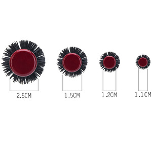 Mini peigne à boucler en bois, outil de coiffage rond pour volume, pour usage en salon, taille 2.5Cm 1.5Cm 1.2Cm 1.1Cm, rouge et noir - Product Image 1