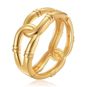 DHJ60514 Wholesale European and American Alloy Gold and <strong>Silver</strong> Chunky Statement <strong>Torque</strong> Cuff <strong>Bangle</strong> - Product Image 1