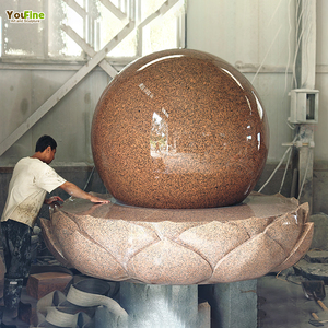 <span class=keywords><strong>Fontana</strong></span> d'Acqua con Sfera Fluttuante in Marmo e Granito, Elemento Decorativo da Giardino, Sfera in Pietra Lucidata Intagliata a Mano per Patio e Cortile - Product Image 1
