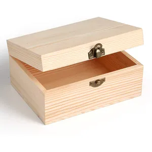 Rohe hölzerne Geschenk box Größe anpassen Private Label Holz verpackung Bambus Bastel box für Schmuck Geschenk Aufbewahrung sbox