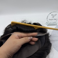 Grosir Langsung Pabrik P2-3-8 untuk Toupee Pria Swiss Lace Mono dengan Garis Rambut Alami dan Alas Sutra India