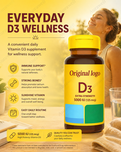 Cápsulas de Vitamina D3 en Gel Suave, Marca Privada, para Apoyo Inmunológico y Óseo, OEM, ODM, Venta al Por Mayor, Suministro de Fábrica con Certificación GMP - Product Image 4