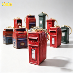 Porte-clés en acrylique de dessin animé, pendentif boîte de timbres-<span class=keywords><strong>poste</strong></span> rétro européen et américain, léger et étanche - Product Image 1