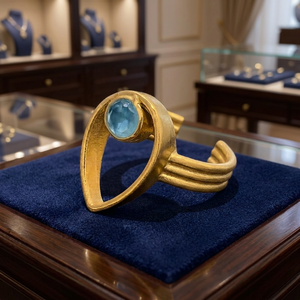 Anillo de Oro Chapado en Rodio con un Azul Majestuoso y un Cristal Azul Cautivador, Ideal para Mujeres y Niñas - Product Image 2