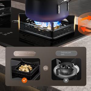 Cuisinière à gaz à écran tactile domestique, double foyer, <span class=keywords><strong>neuf</strong></span> brûleurs, 5,2 kW, grande puissance, feu intense, minuterie, gaz naturel, surface en verre trempé - Product Image 3