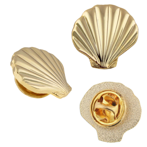 Épinglette en métal plaqué or personnalisée en usine depuis 15 ans, émail en forme de coquillage <span class=keywords><strong>marin</strong></span>, cadeau pour les créatures marines, l'océan et l'aquarium, cadeau artisanal - Product Image 1