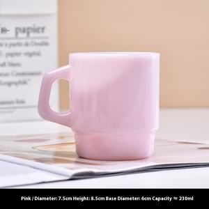 Tasse à café en verre créative, tasse empilable mignonne de dessin animé, tasse à eau colorée avec poignée imprimée pour la maison, isolation thermique, réutilisable, unisexe, dos - Product Image 6