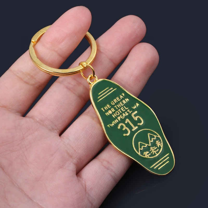 Twin Peaks Inspired Great Northern Hotel Keychain - Collectible Crystal Key Ring, Ships USA