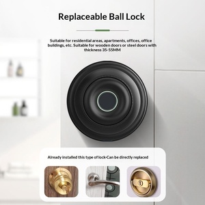 Cerradura Esférica Inteligente para Puerta de Madera Sólida con Huella Dactilar y Teclado, Compatible con App Tuya/Wi-Fi, Universal para Interiores y Dormitorios - Product Image 4