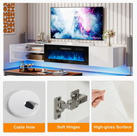 Meuble TV mural flottant de 70 pouces pour téléviseurs jusqu'à 80 pouces, console multimédia avec éclairage LED, armoire haute brillance pour salon