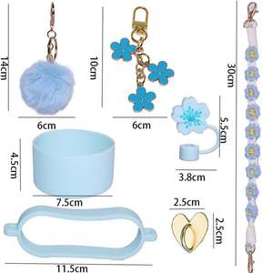 Bouilloire portable en acier inoxydable de 40 oz, bleue, 9 couleurs, avec accessoires en silicone de qualité alimentaire pour décoration de tasses et pour filles - Product Image 2