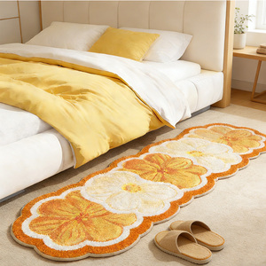 Tappeto Morbido e Fresco con Motivi Floreali <span class=keywords><strong>per</strong></span> <span class=keywords><strong>Camera</strong></span> da Letto Femminile, Coperta da Comodino e Tappetino Lungo <span class=keywords><strong>per</strong></span> Finestra Panoramica, <span class=keywords><strong>Tappeti</strong></span> e Moquette - Product Image 4