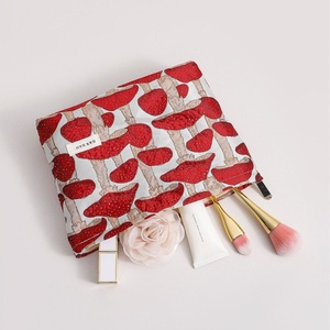 Bolsa <span class=keywords><strong>de</strong></span> Cosméticos <span class=keywords><strong>de</strong></span> Lona <span class=keywords><strong>de</strong></span> Gran Capacidad con Diseño Artístico Retro <span class=keywords><strong>de</strong></span> Hongo, Bolsa <span class=keywords><strong>de</strong></span> Mano Cuadrada con Cierre para Mujer - Product Image 3