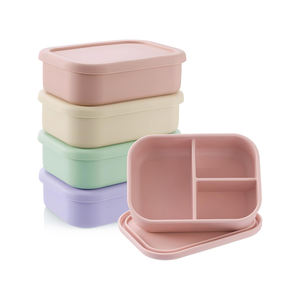 Boîte à lunch bento à trois compartiments en silicone de qualité alimentaire pour enfants, vente chaude - Product Image 1