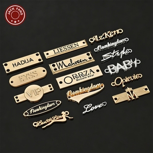 JACK FANG Metal 3D Embossed Logo Label Custom Brand <b>Name</b> <b>Tag</b> for Garment Rectangle Shape Gold Silver Color Laser Cut - Product Image 1