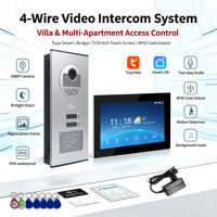 Système d'interphone vidéo multi-appartements Anjielo, 4 fils, Tuya Smart WiFi, écran tactile, caméra de sonnette résistante à l'eau